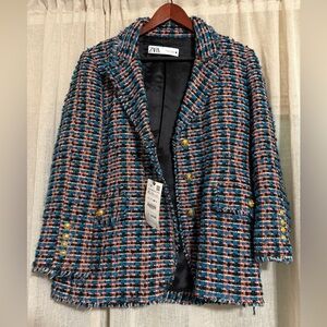Zara Multicolor Tweed Jacket